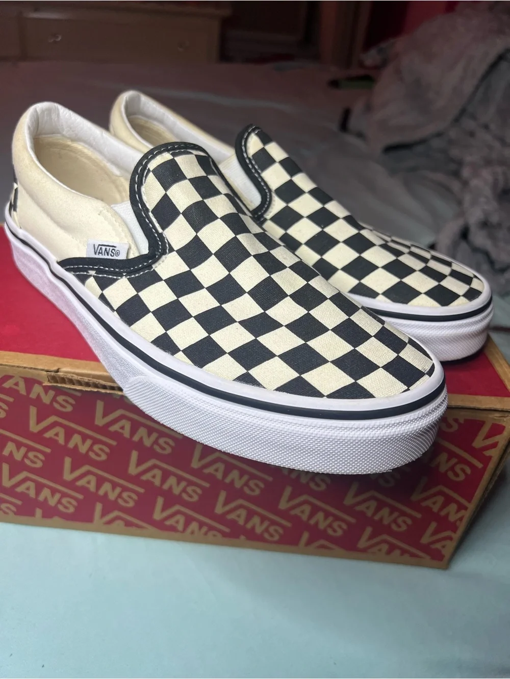 Vans Checkerboard Slip-On Sneakers - Black & Cream